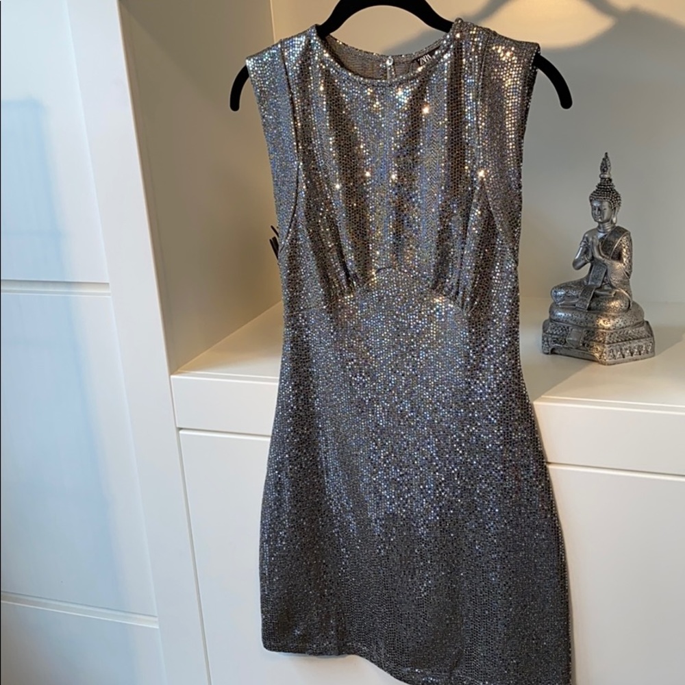 Zara Silver sleeveless mini dress NWT